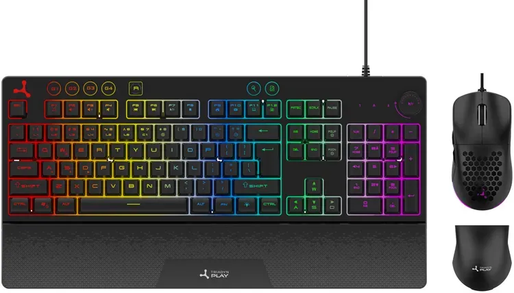 Neues Set Triadyn TRITON Gaming Tastatur TARVOS RGB Anti-Ghosting QWERTY und Maus TELESTO 12800 DPI HUANO Software für Gamer