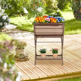Relaxdays Hochbeet Metall, Kunststoff, 66.5x91x50 cm, Gartenzubehör, Hochbeete