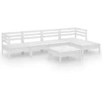 vidaXL Garten-Lounge-Set 6-tlg. Massivholz Kiefer weiß