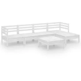 vidaXL Garten-Lounge-Set 6-tlg. Massivholz Kiefer weiß