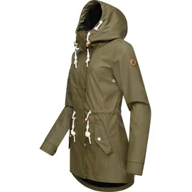 Ragwear Damen, gefütterter Regenmantel wasserdichte Lange Regenjacke mit Kapuze Monadis Rainy Intl. Olive Gr. XXL - XXL