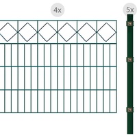 Arvotec Doppelstabmattenzaun "ESSENTIAL 80 zum Einbetonieren "Karo" mit Zierleiste" Zaunelemente Gr. H/L: 80 cm x 8 m H/L: 80 cm, grün (dunkelgrün) Zaunelemente