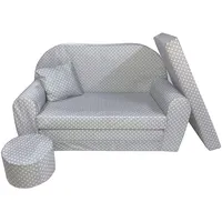 FORTISLINE - Kindersofa ausklappbar 100x60x50 cm - Kindersofa für Kinder 2in1 - Kindercouch ausklappbar - 2-Sitzer - Schlafcouch aus Schaumstoff + Hocker + Kissen - Viele Motive