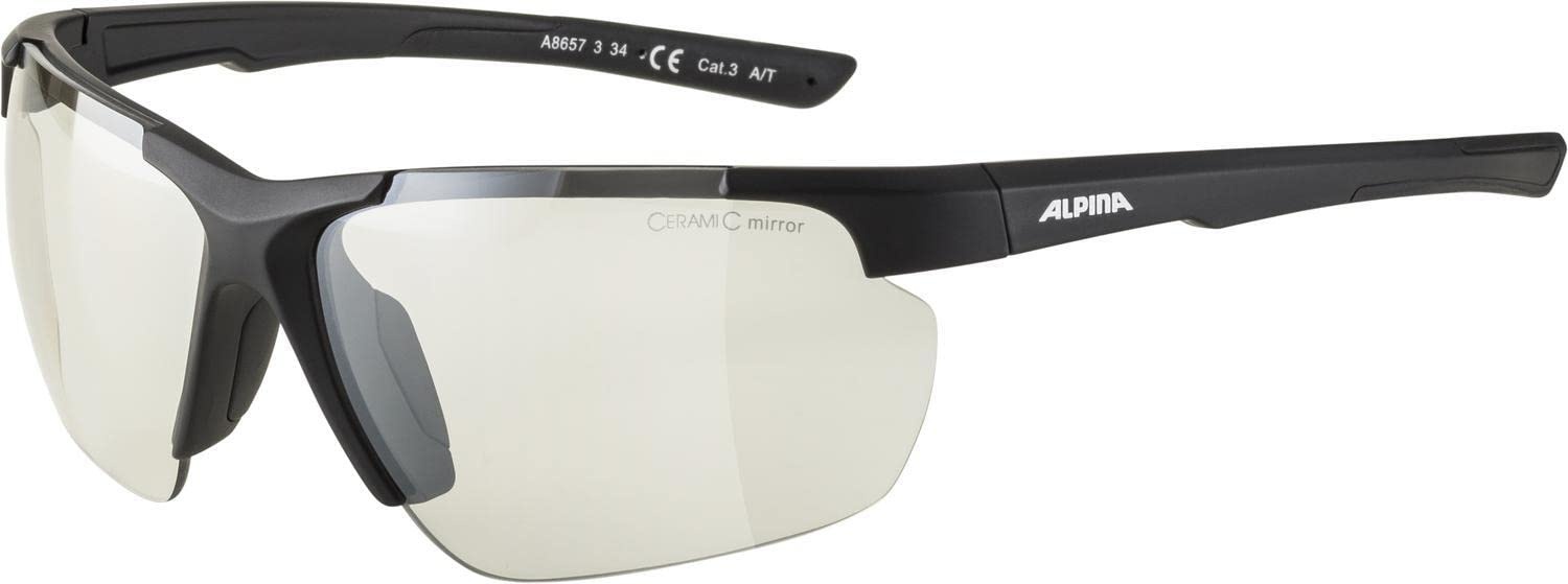 ALPINA DEFEY HR - Verspiegelte und Bruchsichere Sport- & Fahrradbrille Mit 100% UV-Schutz Für Erwachsene, black matt, One Size