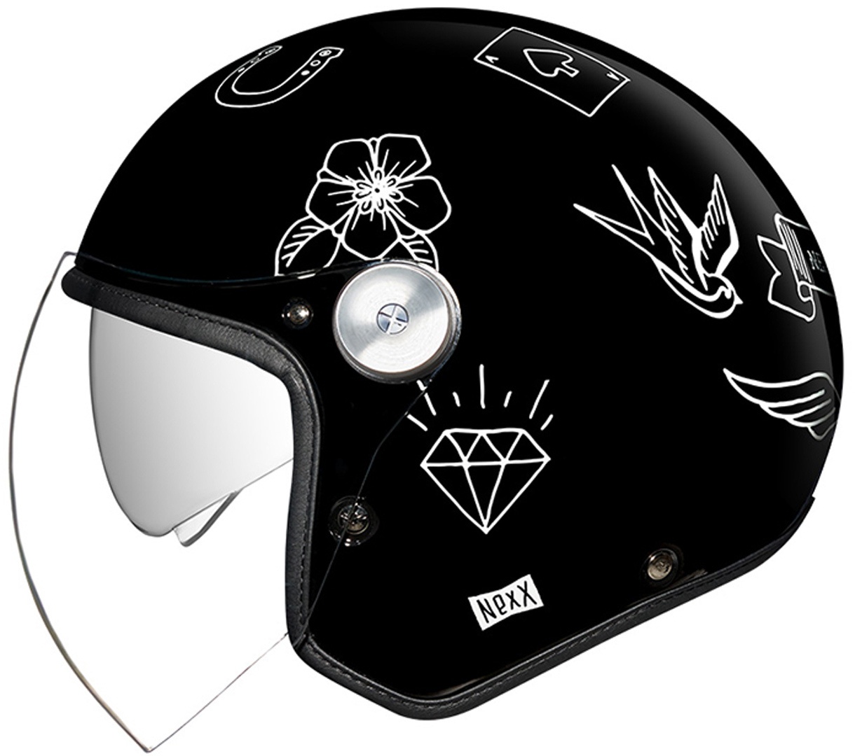 Nexx X.G30 Tattoo Jet Helm, zwart-wit, L
