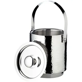 Edzard Eiseimer Seattle (Höhe 16 cm) mit Deckel, Eiszange, Edelstahl fein gehämmert