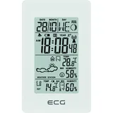 ECG MS 100 Wetterstation mit Funksensor bis 30 Meter Entfernung, Thermometer, Hygrometer, Wettervorhersage für die nächsten 24 Stunden in 4 Modi, Uhrzeit, Wecker, Weiß, weiss