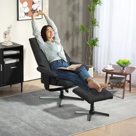 Homcom Relaxsessel mit Hocker, Gepolstert Fernsehsessel mit Liegefunktion, Wippfunktion, Drehbar Liegesessel mit Samtoptik, für Wohnzimmer, Sessel, Relaxsessel