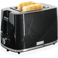 Briebe Elegance Toaster 2 Scheiben Breite Schlitze mit Brötchenaufsatz, 7 Toast Stufen, TA1169BLK, Schwarz