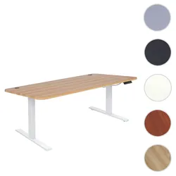 Schreibtisch HWC-D40, Computertisch, elektrisch h√∂henverstellbar 160x80cm 53kg MVG ~ Kirsch-Dekor, wei√ü