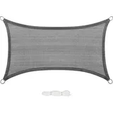 EUGAD Sonnensegel Rechteck 2x4m Sonnenschutz 200g/m2 Garten, Balkon, Terrasse, HDPE, Wetterschutz atmungsaktiv, grau, 0183ZYF
