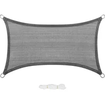 EUGAD Sonnensegel Rechteck 2x4m Sonnenschutz 200g/m2 Garten, Balkon, Terrasse, HDPE, Wetterschutz atmungsaktiv, grau, 0183ZYF