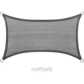 EUGAD Sonnensegel Rechteck 2x4m Sonnenschutz 200g/m2 Garten, Balkon, Terrasse, HDPE, Wetterschutz atmungsaktiv, grau, 0183ZYF