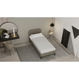 panda möbel Polsterbett, MAVILO - Komfortbett mit Stauraum, Einzelbett, 90x200cm, Braun, Taschenfederkernmatratze, H2/H3 - Braun