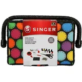 SINGER Kleiner Nähkorb mit Nähset, gepunktet, 07272, 7.25 x 3.5 x 5