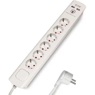 FeinTech Mehrfachsteckdose 3 m Weiß 6 St.