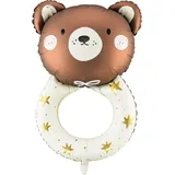 Großer Folienballon Teddybär Rassel – 61x88 cm, mit Helium aufblasbar, inklusive Strohhalm, perfekt für Geburtstagsfeiern, Babypartys und besondere Anlässe