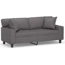 vidaXL 2-Sitzer-Sofa mit Zierkissen Grau 140 cm Kunstleder