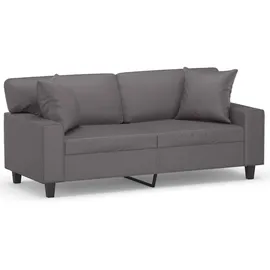 vidaXL 2-Sitzer-Sofa mit Zierkissen Grau 140 cm Kunstleder