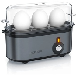 Arendo Eierkocher, Anzahl Eier: 3 St., 210 W, Edelstahl, Härtegrad einstellbar, Egg Cooker, BPA-frei, für 1-3 Eier grau