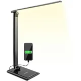 monzana Schreibtischlampe Cataleya LED Standfuß, Dimmbar USB Schwarz