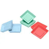 LURCH 83015 FlexiForm Tortelett Quader 6er Set Pastel Mix / kleine Backförmchen aus 100% BPA-freiem Platin Silikon, 8.5 x 8.5 x 2 cm