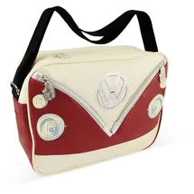 BRISA VW Collection - Volkswagen Schulter-Umhänge-Reise-Tasche-Freizeit-Bag mit VW T1 Bulli Bus Motiv (Bus Front/Rot/Unisex/34cm)