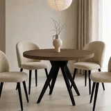 Dekori Möbel runder, ausziehbarer Esstisch mit Holzbeinen, Vento, Loft-Stil, modern, Durchmesser: 90 bis 220 cm (Franklin/Schwarz, 100/150)