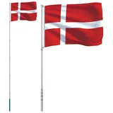 vidaXL Flagge Dänemarks mit Mast 5,55 m Aluminium