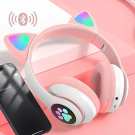 Avizar Bluetooth Kinderkopfhörer Katzenohren Rosa