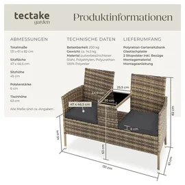 Tectake Narbonne 131 x 61 x 82 cm Natur/Dunkelgrau