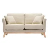 miliboo Sofa skandinavisch 2 Plätze Beige helle Holzbeine Oslo