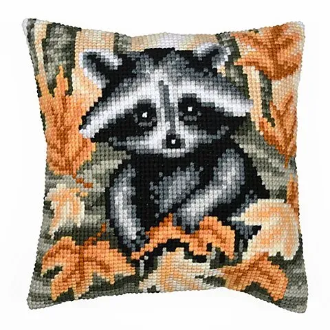 Kreuzstichkissen "Waschbär"