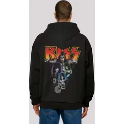 Kapuzenpullover F4NT4STIC "Kiss Rock Band Neon", Herren, Gr. XS, schwarz, Obermaterial: 100% Baumwolle, casual, oversize, Langarm, Pullover, Premium Qualität, Musik, By Rock Off