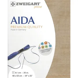 Zweigart AIDA precut 20 ct. Extra Fein-Aida 3326 Farbe 3009 vintage, Handarbeitsstoff für Kreuzstich 48x53cm