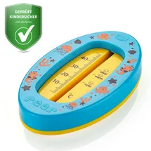 Reer Badethermometer oval mit Markierung für die optimale Badethemperatur, quecksilberfrei - Blau