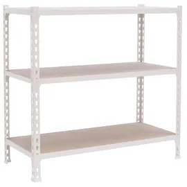 Proregal Schwerlastregal Stahl 100x110x40 cm Weiß 3 Fachböden
