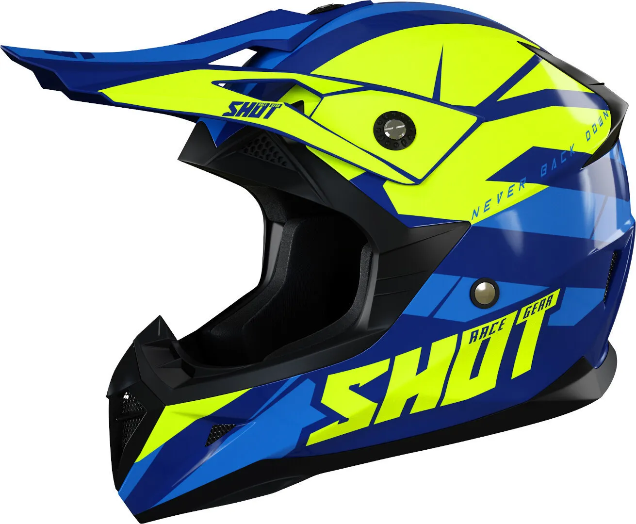 Shot Pulse Revenge Motorcross helm, zwart-groen-blauw, L