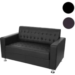 2er Sofa Kunda, Couch Loungesofa, Kunstleder, Metall-F√o√üe ~ schwarz