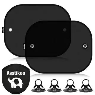 Asstikoo Sonnenschutz Auto Baby mit UV Schutz, Extra dunkel Universal Sonnenblende für Seitenfenster Schützt Mitfahrer, Kinder&Haustiere, Autofenster Sonnenschutz Kinder 44.5x36.5cm, 2 Stück