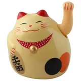 Superfreak Glückskatze - Maneki-Neko - rundliche Winkekatze 11 cm - beige