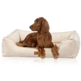 Knuffelwuff orthopädisches Hundebett aus Cord mit Handwebcharakter Nunavut beige M-L