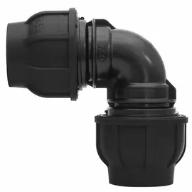 Gebo PE Verschraubung Winkel 90° Ø 63 x 63 mm mit Klemmverschraubung für PE-Rohr 63 mm für Wasserversorgung in Orts- und Fernwassernetzen oder Brunnen- und Eigenwasserversorgung