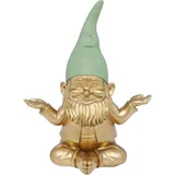 Kare Design Deko Figur Zwerg Meditation, Gold/Grün, Deko Objekt, Dekoration für Garten, Wohnzimmer, Schlafzimmer, Büro, Regale, Gartenzwerg, Accessoire, 19x15x10 cm (H/B/T)