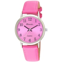 Ravel - Runde silberfarbene Damen-Armbanduhr Brighter Days- Analog Quarz - R0140.05.1 - Fuchsia-Rosa