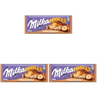 Milka Toffee Ganznuss 1 x 300g I Großtafel I Alpenmilch-Schokolade I mit Milchcréme-Füllung, Karamell und ganzen Haselnüssen I Milka Nuss-Schokolade aus 100% Alpenmilch I Tafelschokolade