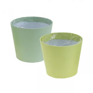 Viana Packpapier Papiergefäß Mini-Pflanztopf Übertopf Blau Grün Ø9cm H7,5cm Set 4St