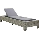 Sonnenliege mit Auflage Grau Poly Rattan