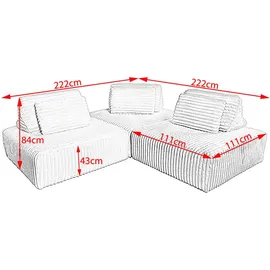 KAWOLA Modulsofa WIOLO SOFT 3 Module 3 Rückenkissen Weicher Breitcord cremeweiß