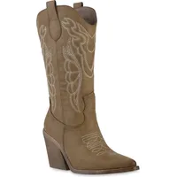 VAN HILL Damen Cowboystiefel in Khaki,